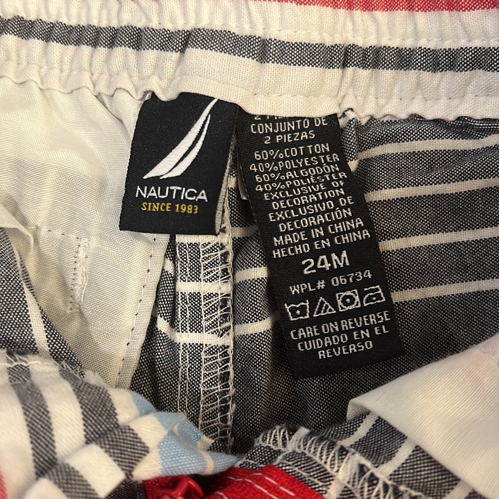 Nautica Blue White Red Stripe Shorts, Boys 24 months, Snap and Zipper closure - Picture 6 of 8